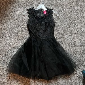 Black lace tulle skirt dress